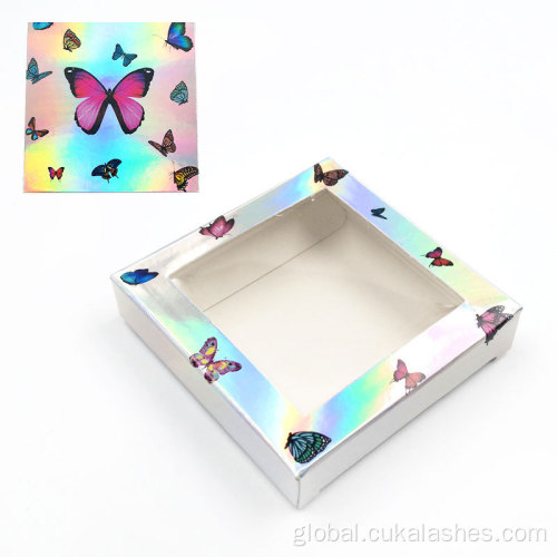 China butterfly holographic lash packaging square eyelash boxes Manufactory